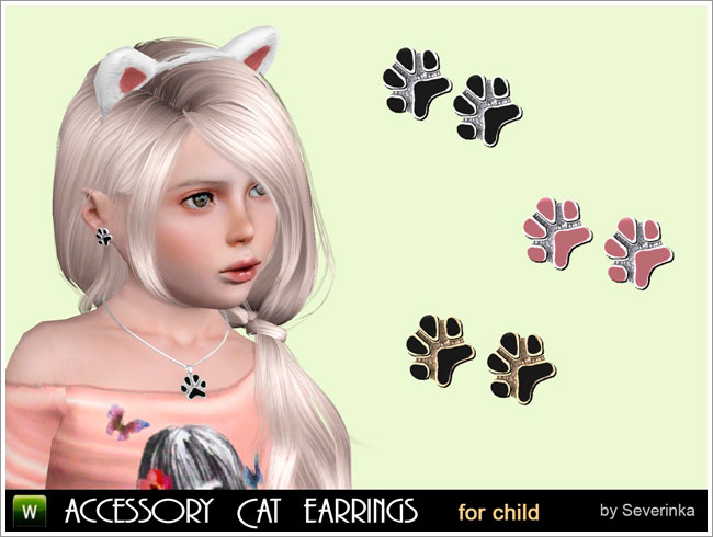 Necklace + Earrings (set Little kitten for child)