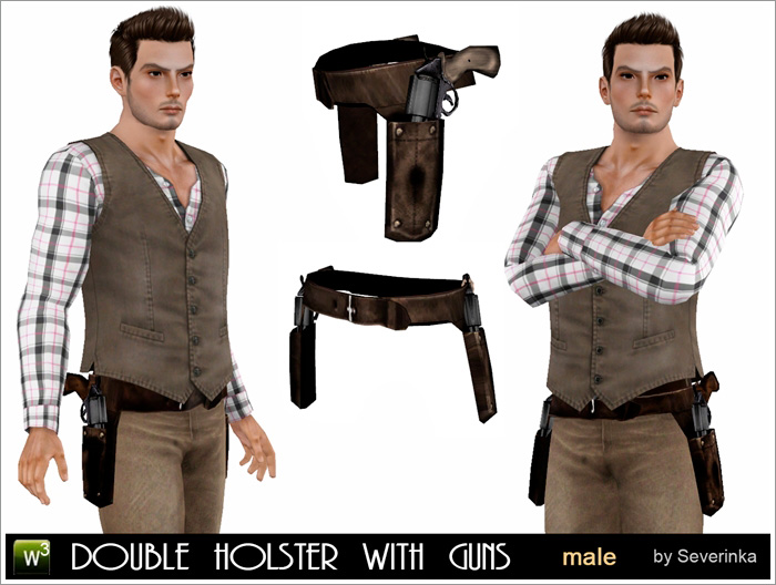 Double holster with guns. 